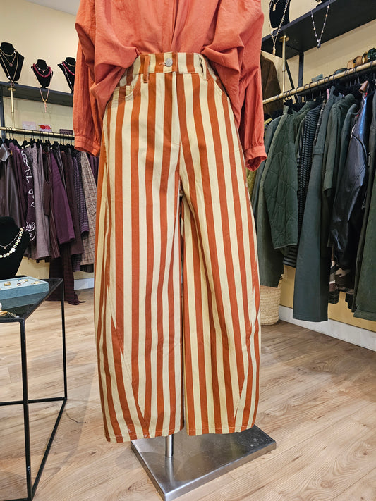 Pantalon rayé terracotta