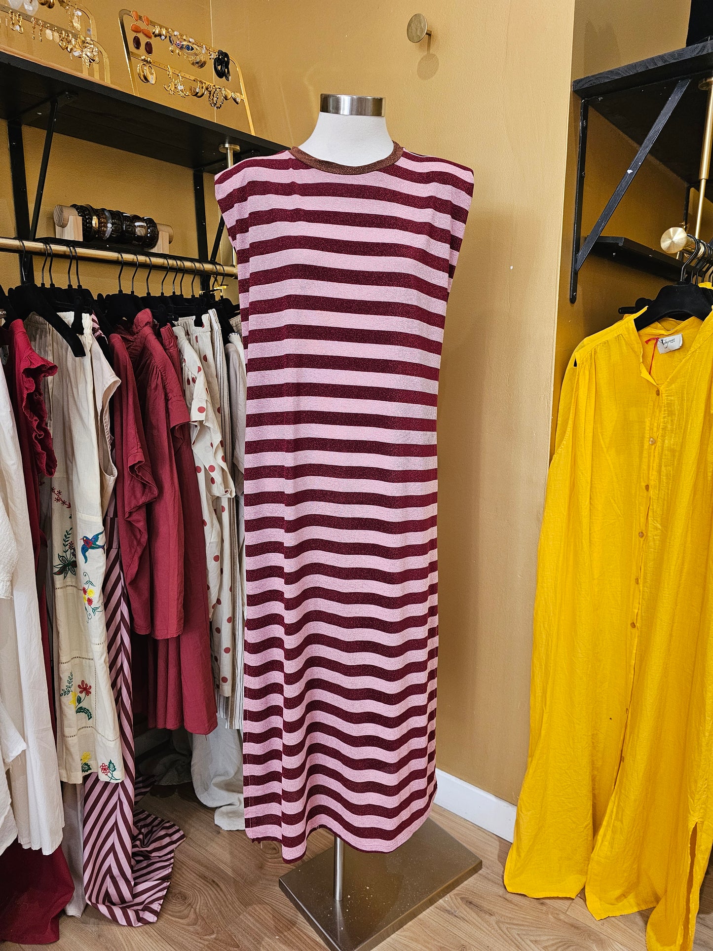 Robe rayée lurex