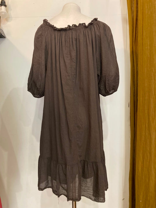 Robe voile de coton marron johanna paris