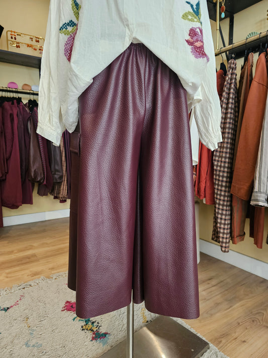 Jupe culotte en cuir prune johanna paris