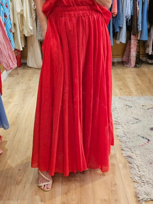 Jupe rouge en voile de coton Johanna Paris