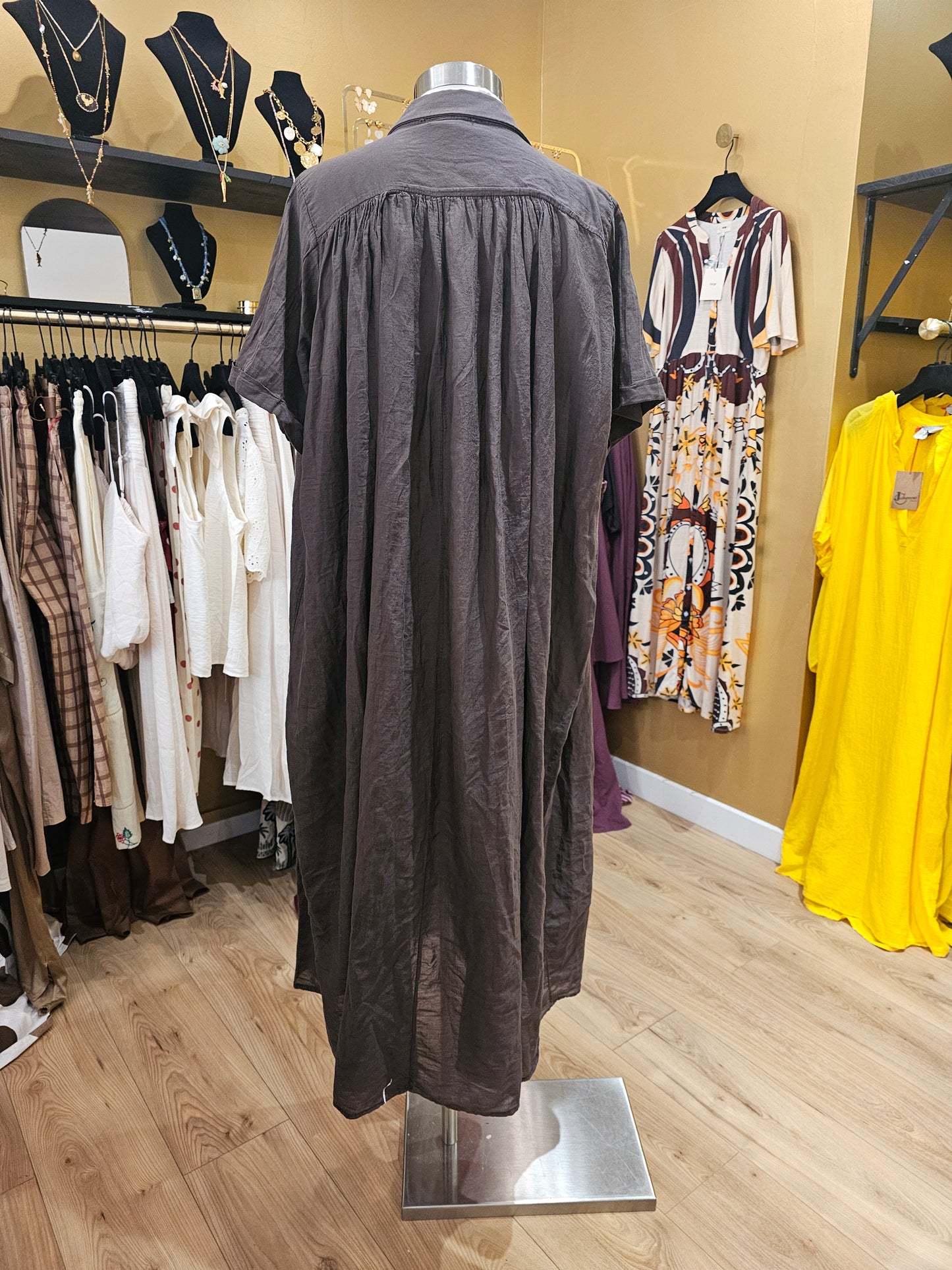 Robe marron en voile de coton Johanna Paris