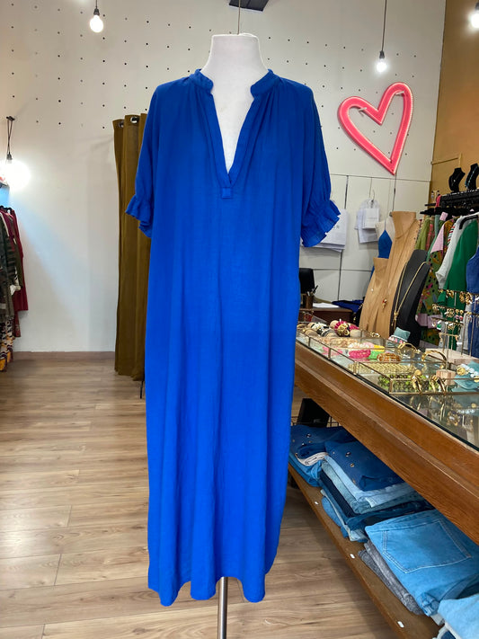 Robe voile de coton bleu roi Johanna paris