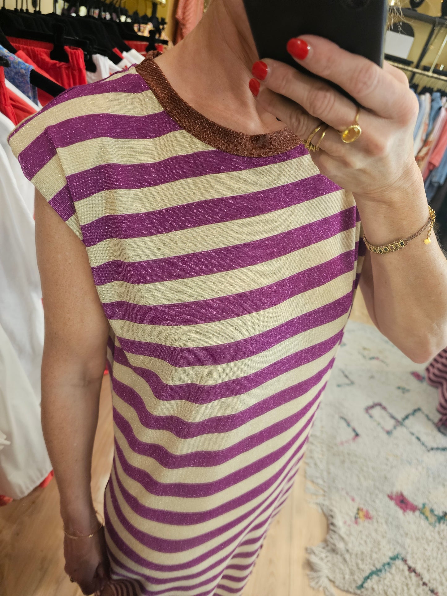 Robe rayée lurex sans manche