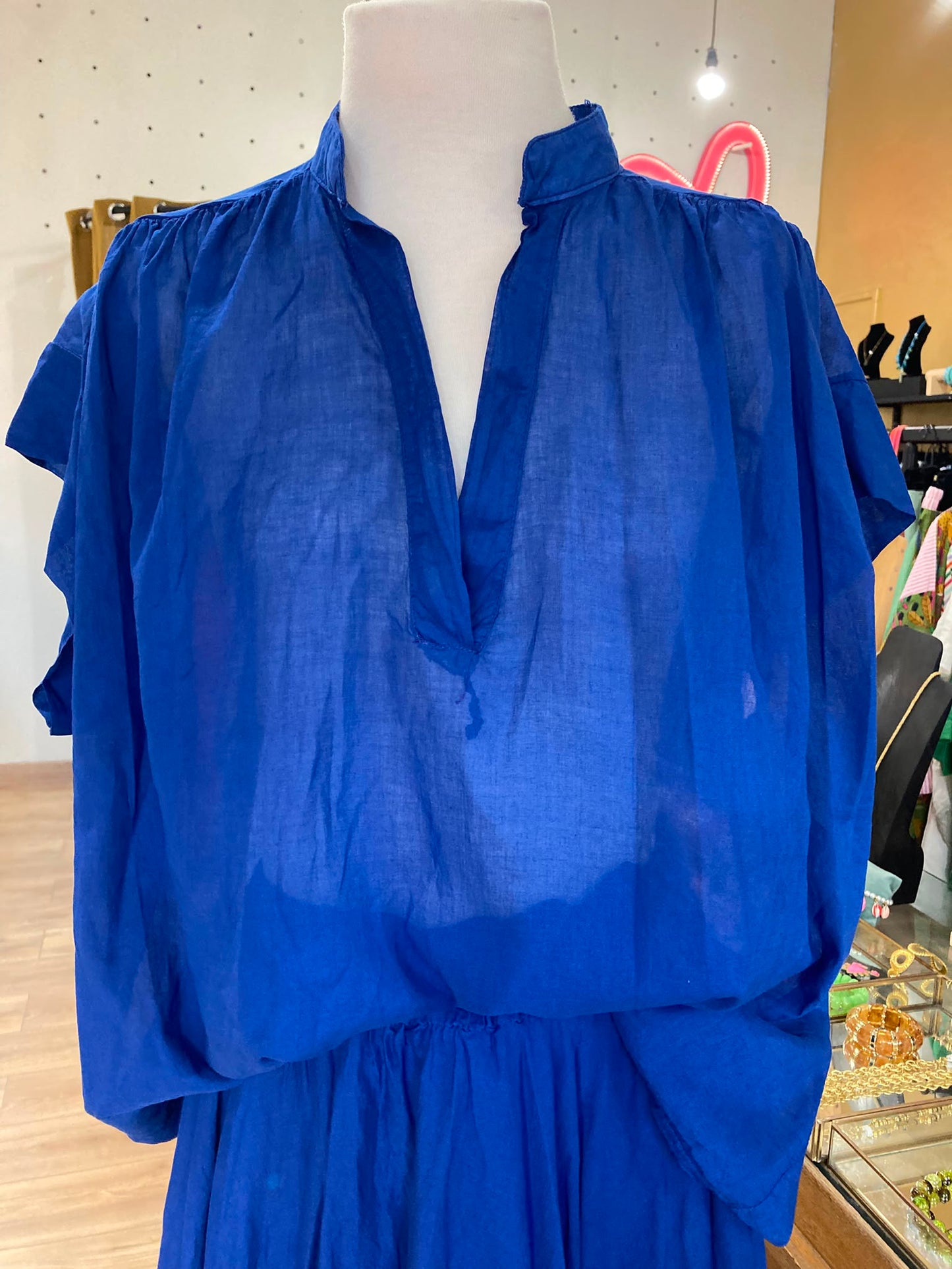 Top voile de coton bleu roi Johanna Paris