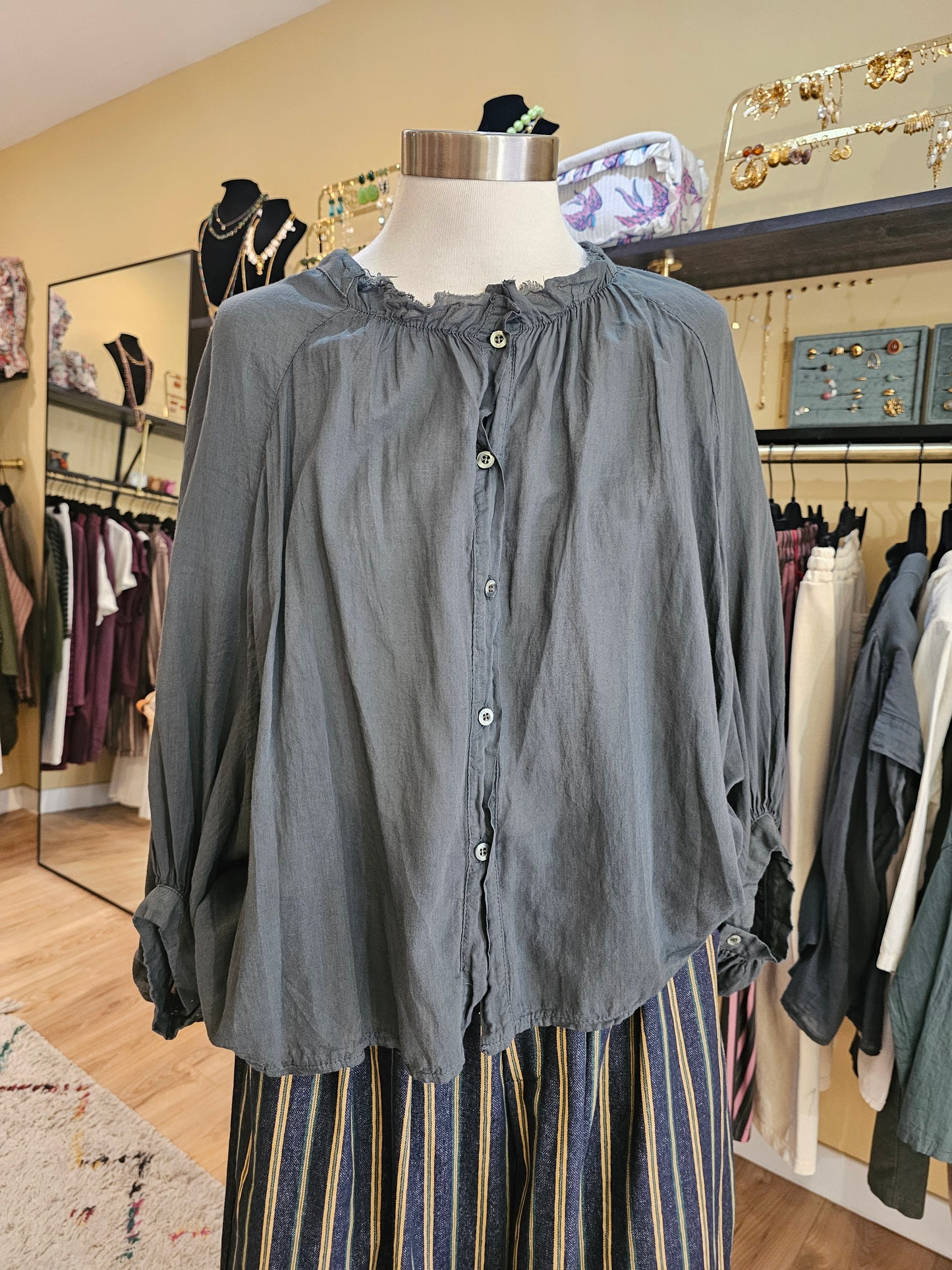 Chemise coton vert foncé